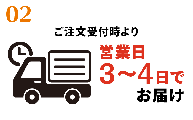 ご注文受付時より営業日3～4日でお届け